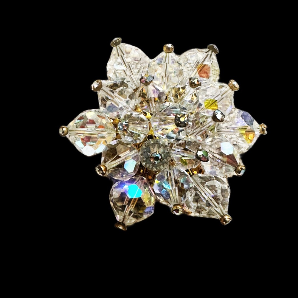 Vintage Aurora Borealis Gold Tone Brooch
